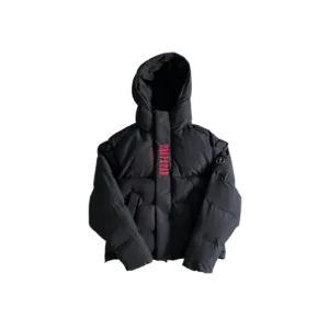 Trapstar Decoded 2025 Kapuzen-Pufferjacke Schwarz/Rot